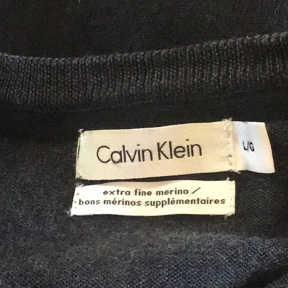 Men's Black and Gray Sweater Calvin Klein merino wool size large - Picture 4 of 5